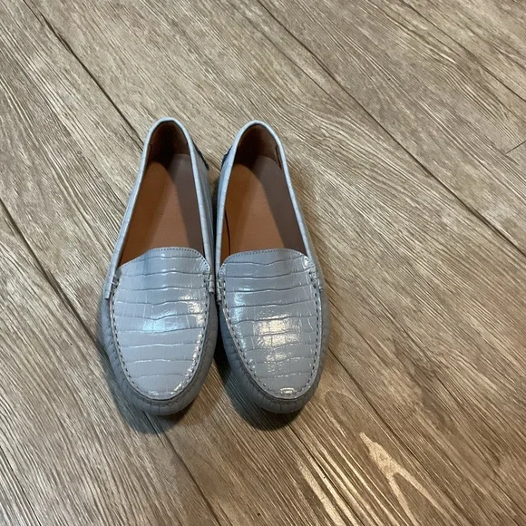 M. Gemi Felize Leather Moccasin Driving Loafers Light Blue Womens Size 37.5,US 7 - Picture 1 of 5